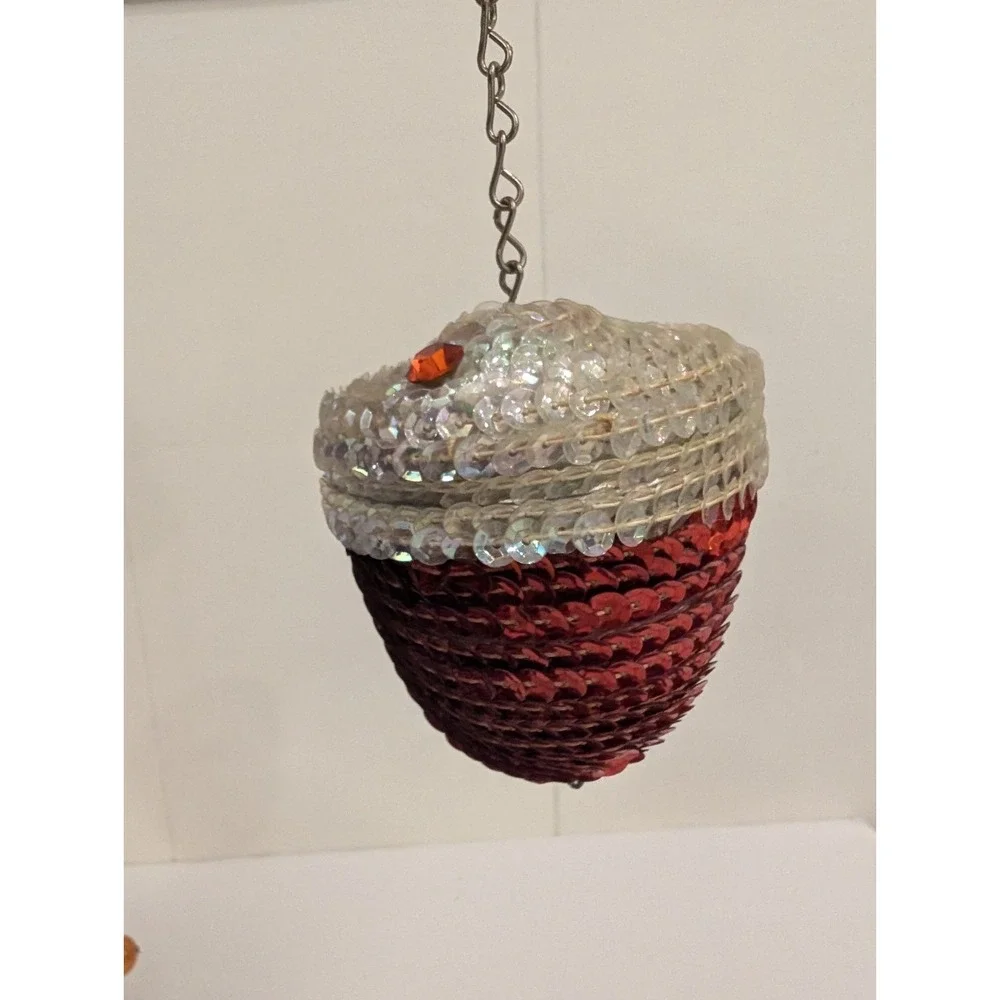 VTG Fancy Push Pin Large Christmas Ornaments LOT OF 7 Handmade Gems Sequence